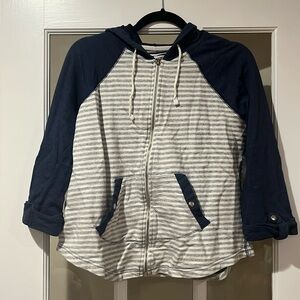 stripped zip up hoodie